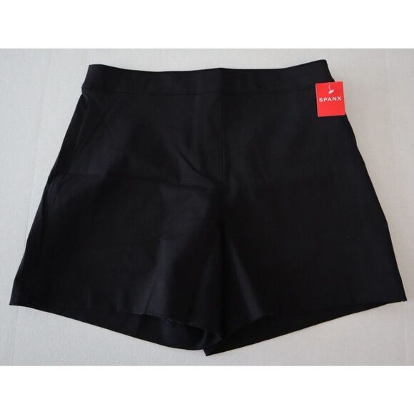 SPANX 20370R Women's Sz L Classic Black Polished 6" On-The-Go Stretch Shorts - Picture 1 of 8